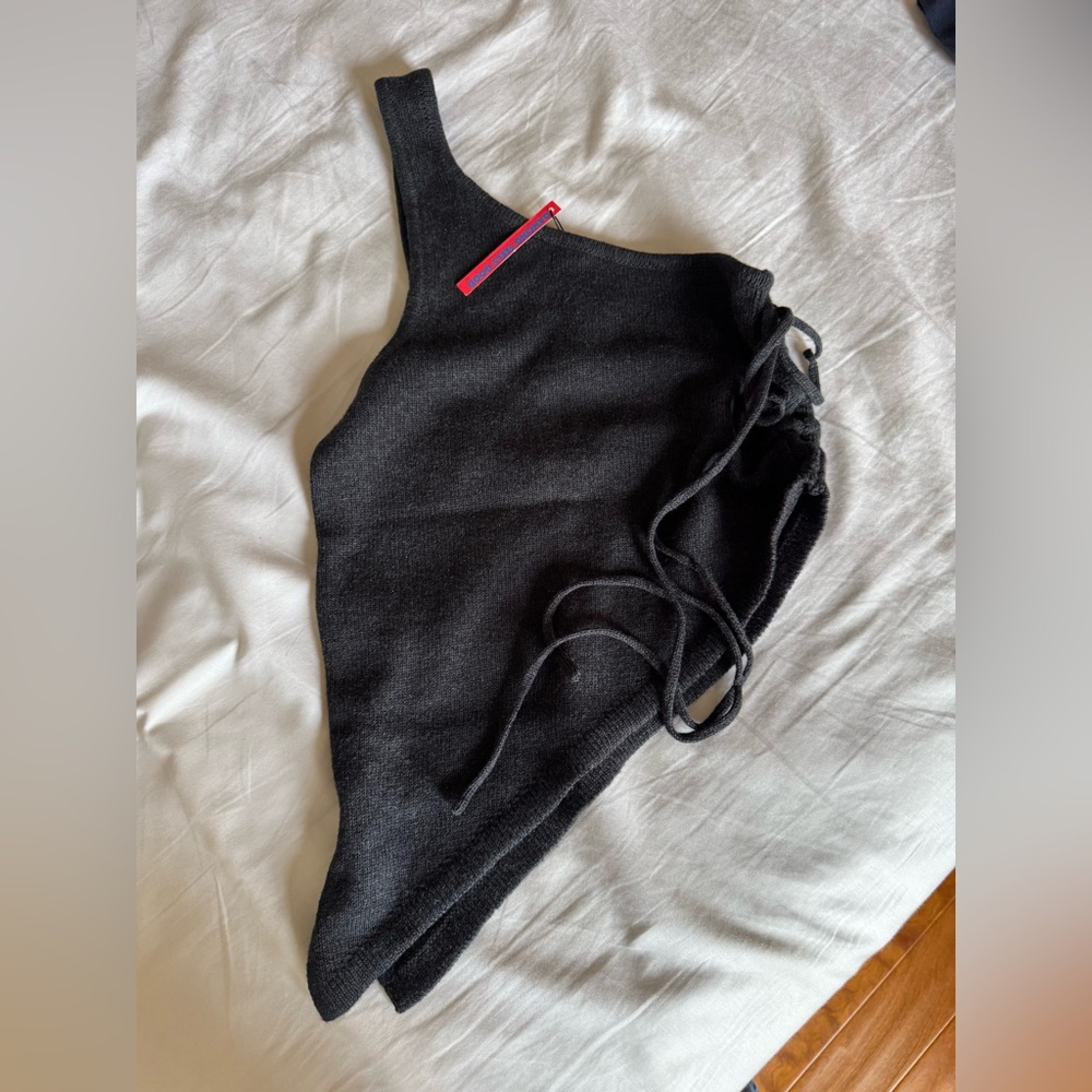 UNIF Charcoal Wool Blend Ruched Tank